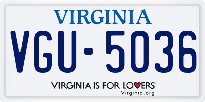 VA license plate VGU5036