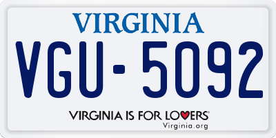 VA license plate VGU5092