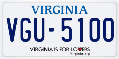 VA license plate VGU5100