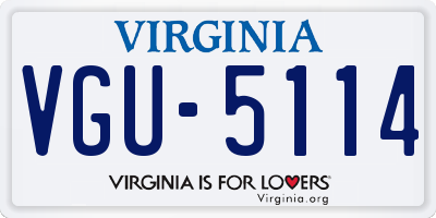 VA license plate VGU5114