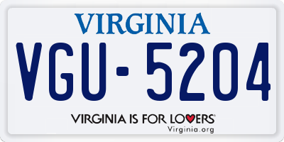 VA license plate VGU5204