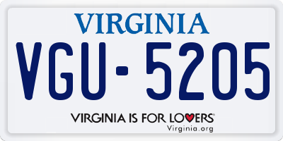 VA license plate VGU5205