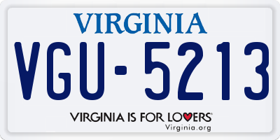 VA license plate VGU5213
