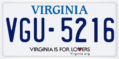 VA license plate VGU5216