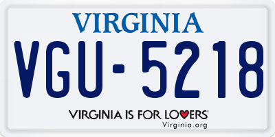 VA license plate VGU5218