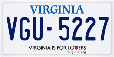 VA license plate VGU5227