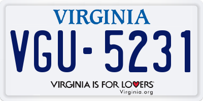 VA license plate VGU5231