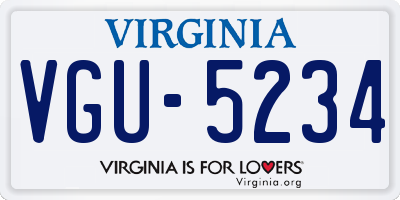 VA license plate VGU5234