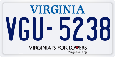 VA license plate VGU5238
