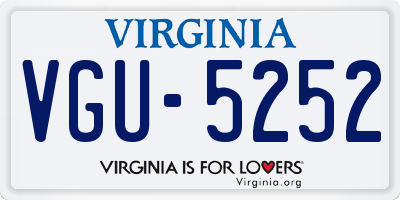 VA license plate VGU5252