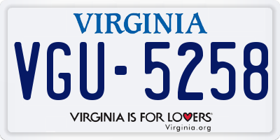 VA license plate VGU5258