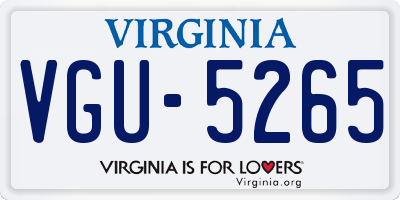 VA license plate VGU5265