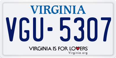 VA license plate VGU5307