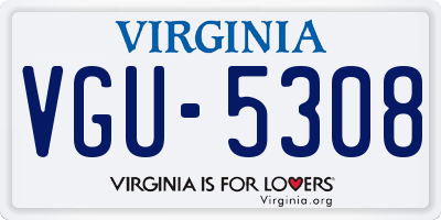 VA license plate VGU5308