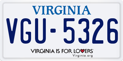 VA license plate VGU5326