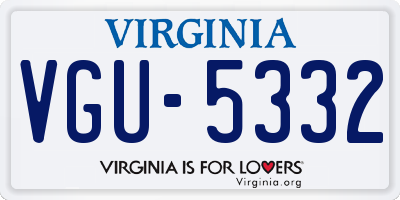 VA license plate VGU5332