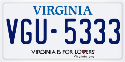 VA license plate VGU5333