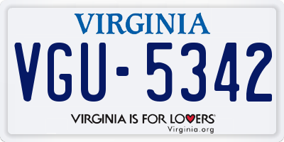 VA license plate VGU5342