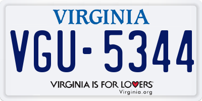 VA license plate VGU5344