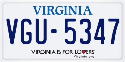 VA license plate VGU5347