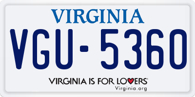 VA license plate VGU5360