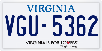 VA license plate VGU5362