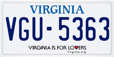 VA license plate VGU5363