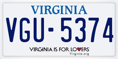 VA license plate VGU5374