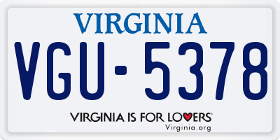 VA license plate VGU5378