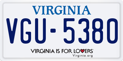 VA license plate VGU5380