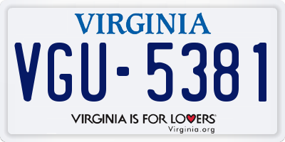 VA license plate VGU5381