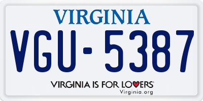 VA license plate VGU5387