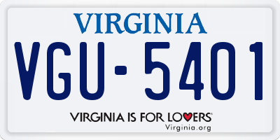VA license plate VGU5401