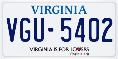 VA license plate VGU5402