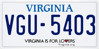 VA license plate VGU5403