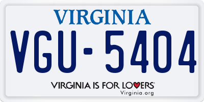 VA license plate VGU5404