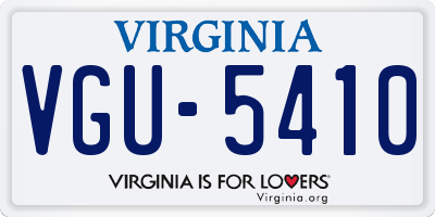 VA license plate VGU5410
