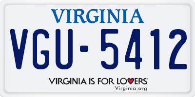 VA license plate VGU5412