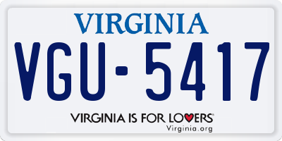 VA license plate VGU5417