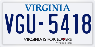 VA license plate VGU5418