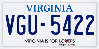 VA license plate VGU5422