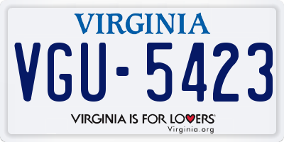 VA license plate VGU5423