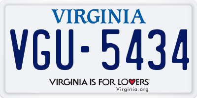 VA license plate VGU5434
