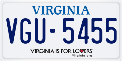 VA license plate VGU5455