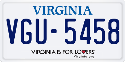 VA license plate VGU5458