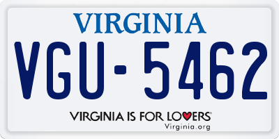 VA license plate VGU5462