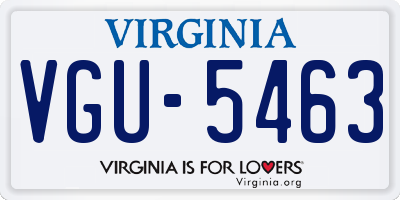 VA license plate VGU5463
