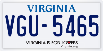 VA license plate VGU5465