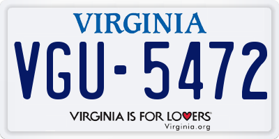 VA license plate VGU5472