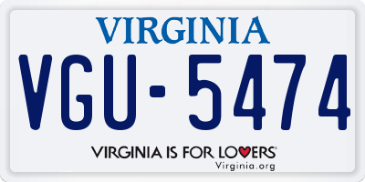 VA license plate VGU5474